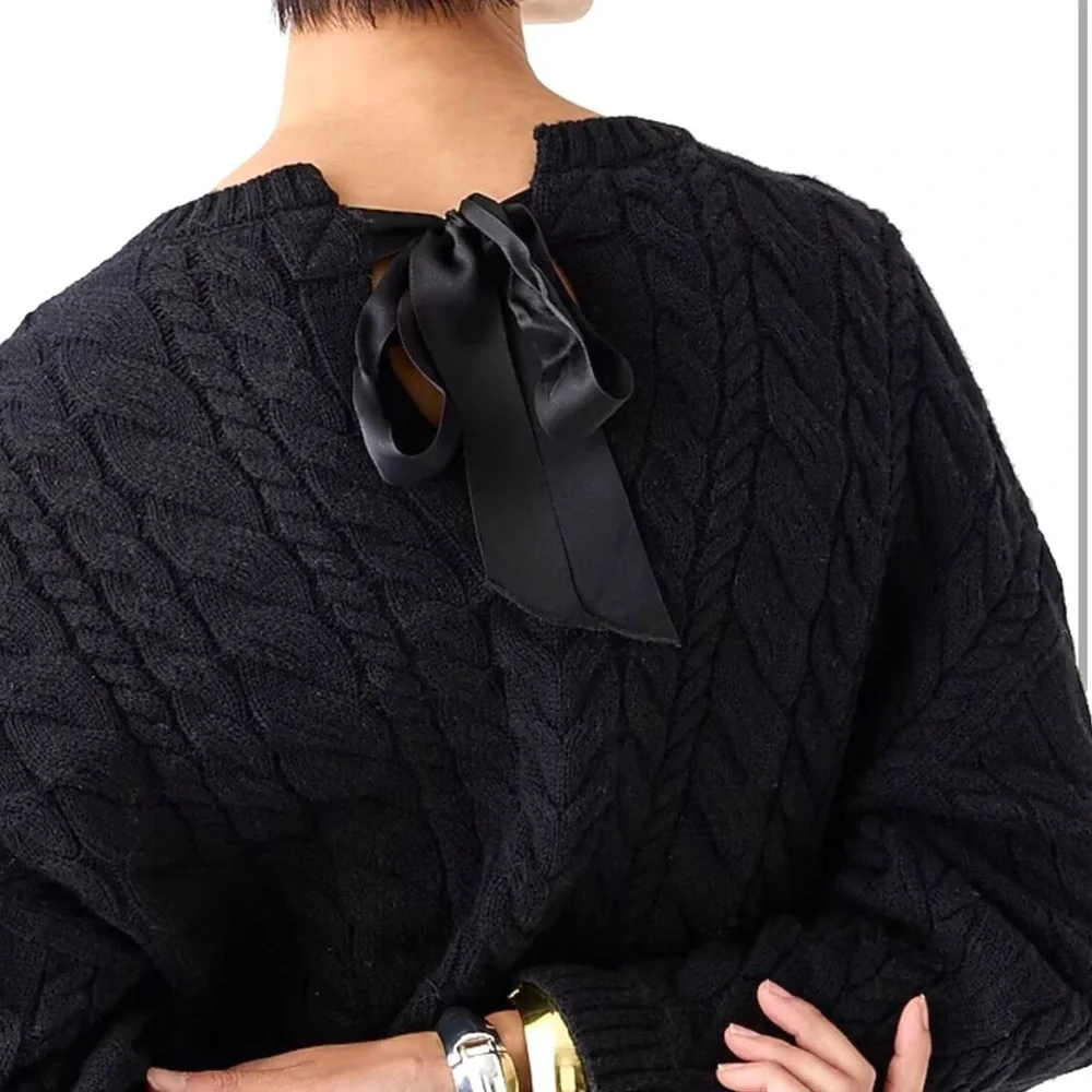 J. Crew Tie Back Cable Knit Sweater